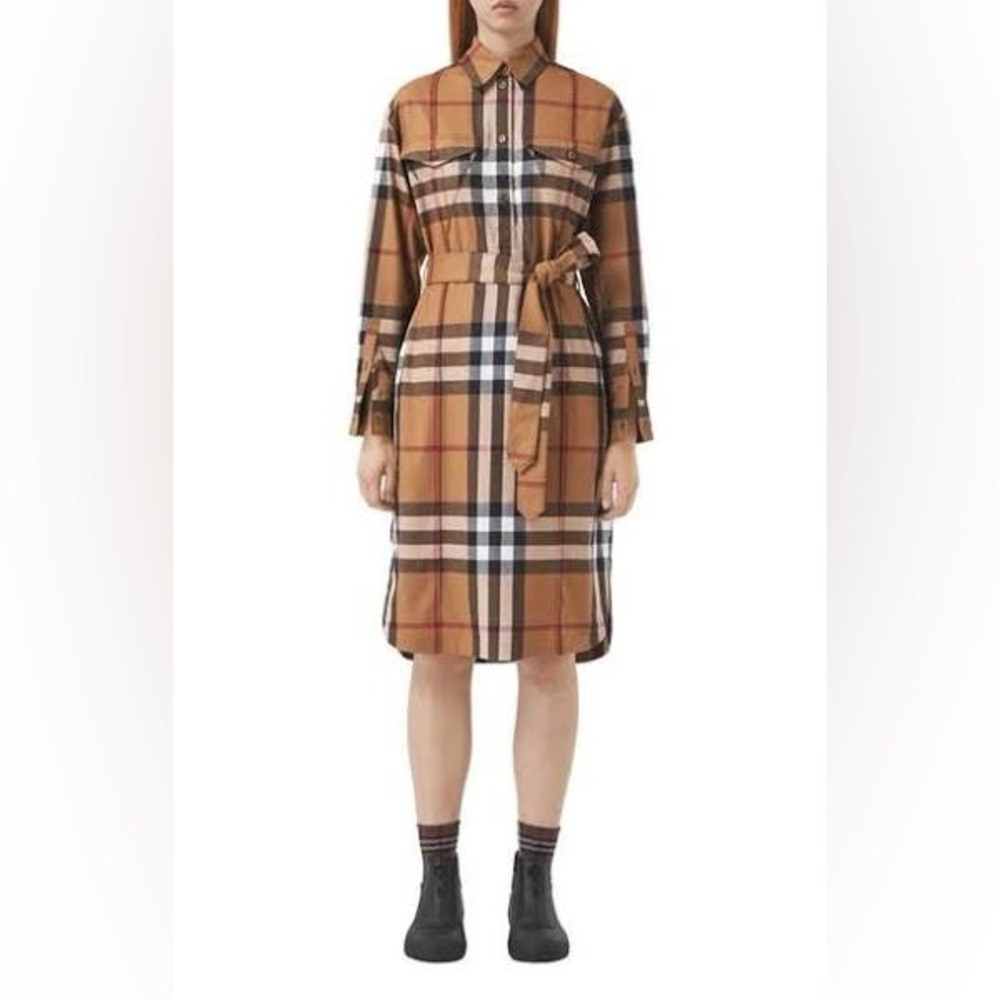 Burberry Tan and Black Plaid Dress